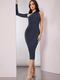 SHEIN elegante vestido azul oscuro de un hombro size M